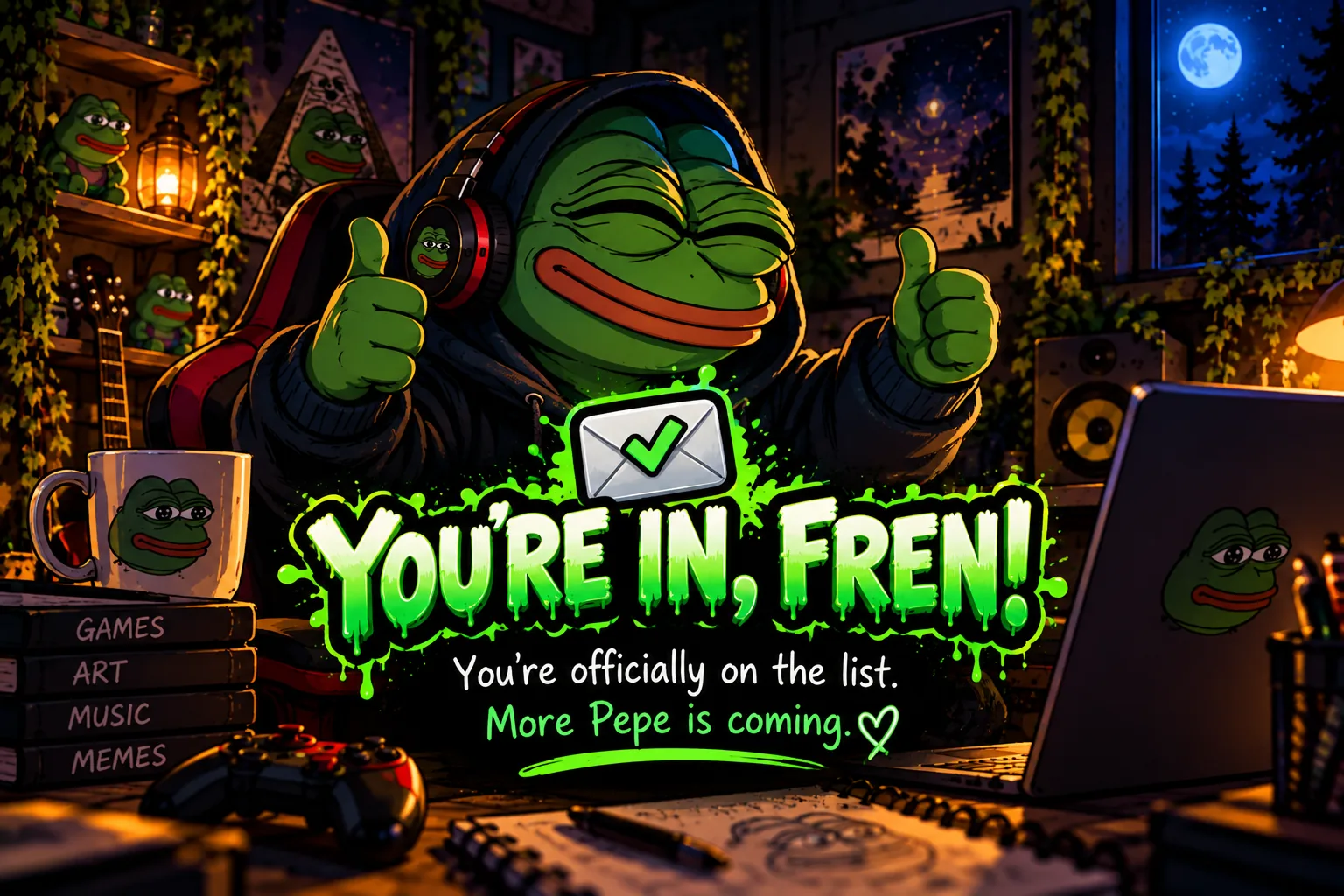 You're in, fren — welcome to Pepe The Fren